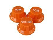 3 x Top Hat Hut UFO Bell Guitar Control Knob 1V2T Orange w White Numbers Scale