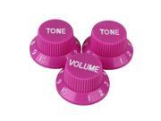 3 x Electric Guitar Rose Red Plastic Knob 1V2T White Numbers 5.5mm Dia Hole