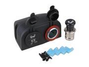 DC12 24V Car Boat USB Charger Cigarette Lighter with 2 hole Tent Panel