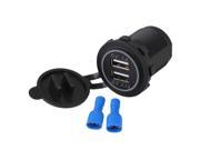 BQLZR Waterproof Dual USB Red DC12V 24V Car Charger with Sealing Cap