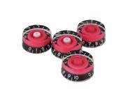 BQLZR 4x Plastic Speed Control Knob for Guitar with White Numbers Red and Black White