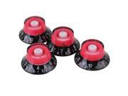 BQLZR 4pcs Red and Black Top Hat Speed Control Knobs White Number for Electric Guitar