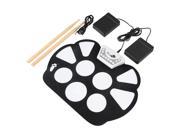 BQLZR Portable 9 Pad Roll Up Drum Kit with 2 Foot Pedals for Kids Starter Electronic