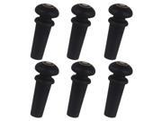 BQLZR 6PCS 29x12mm Ebony Acoustic Guitar Bridge End Pin with White Dots Brass Ring