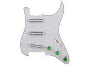 BQLZR White Plastic Green Top Knobs Loaded Prewired SSS Pickguard for Electric Guitar