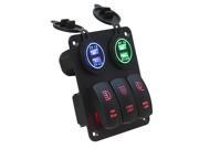 BQLZR 3 Gang LED Car Rocker Switch Panel 2 Dual USB Socket Power Plug Charger
