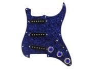 BQLZR Plastic Blue Top Knobs Loaded Prewired SSS Pickguard for Electric Guitar
