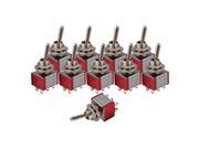 BQLZR 10 Pieces Red Electirc 2 Position Toggle Switch DPDT AC 125V 6A TGD3