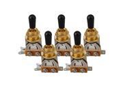 BQLZR 3 Way Guitar Gold Switch Pickup Selector Toggle Switch Black Tip Set of 5
