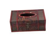 BQLZR Red Wood Color Tissue Box Cover Holder Putaohua Check Pattern for Home