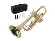 BQLZR Gold Plated Beginner Bb Trumpet w Cleaning Cloth Mouthpiece Case