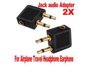 2 pcs Airline Airplane Earphone Headphone Headset Jack Audio Adapter 3.5mm