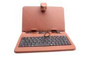 Foldable Leather Case Cover With Keyboard USB 2.0 Stylus Pen For 7'' Tablet PC Computer Brown