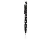 2 in 1 Crystalline Ball-point Pen Capacitive Touch Screen Pen Stylus Black