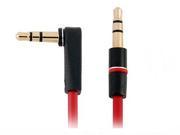 iRun 3.5mm Auxiliary Audio Round Cable 90 Degree Right Angle Compatible for iPhone iPad or Smartphones Tablets Media Players red