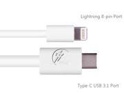 iRun USB 3.1 Type C to Lightning Charging Data Cable for Apple MacBook 1m 3ft White 8 pin Slim Lightning to USB3.1 Cable for iPhone iPod iPad Apple 8 pin Lightn