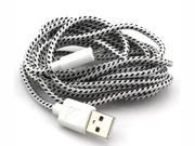 3M Round Braided Micro USB Date Sync Charger Cable for Android HTC Galaxy 10ft [WHITE]