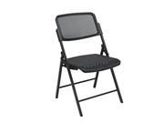 Office Star Deluxe Folding Chair With Black ProGrid® Seat and Back and Black Finish 2 Pack Gangable