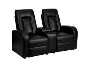 Flash Furniture Black Leather 2 Seat Home Theater Recliner with Storage Console