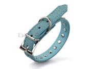 Blue PU Leather Dogs Cats Pets Puppy Neck Safety Collars XS