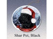 UPC 815588017780 product image for Holiday Pet Gifts Shar Pei, Black Santa Hat Dog Porcelain Christmas Tree Ornamen | upcitemdb.com