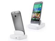 Charging Dock Station with Micro USB Charging Cable for HTC One M8 LG Google Nexus 5 - White
