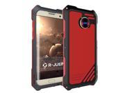2016 NEW R-just Aluminum Metal Shockproof Case Silicon Rubber Metal Frameand Fisheye Lens Macro/Wide Lens for Samsung Galaxy S7 Edge - Black & Red