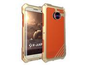 2016 NEW R-just Aluminum Metal Shockproof Case Silicon Rubber Metal Frameand Fisheye Lens Macro/Wide Lens for Samsung Galaxy S7 Edge - Gold & Orange