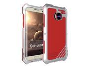 2016 NEW R-just Aluminum Metal Shockproof Case Silicon Rubber Metal Frameand Fisheye Lens Macro/Wide Lens for Samsung Galaxy S7 Edge - Silver & Red