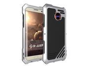 2016 NEW R-just Aluminum Metal Shockproof Case Silicon Rubber Metal Frameand Fisheye Lens Macro/Wide Lens for Samsung Galaxy S7 Edge - Silver & Black