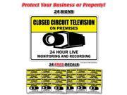 VIDEO SURVEILLANCE CCTV 24 Signs & 24 Free Decals