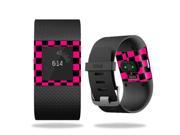 MightySkins Protective Vinyl Skin Decal for Fitbit Surge Watch cover wrap sticker skins Pink Check