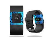 MightySkins Protective Vinyl Skin Decal for Fitbit Surge Watch cover wrap sticker skins Blue Skulls