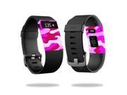 MightySkins Protective Vinyl Skin Decal for Fitbit Charge HR Watch cover wrap sticker skins Pink Camo
