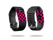MightySkins Protective Vinyl Skin Decal for Fitbit Charge HR Watch cover wrap sticker skins Pink Check