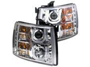 Anzo USA 111282 Projector Headlight Set; Clear Lens; Chrome Housing; Pair; w U Bar;