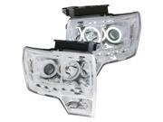 Anzo USA 111297 Projector Headlight Set; w Halo; Clear Lens; Chrome Housing; G2; Pair; CCFL; For Use