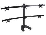 Freestanding 6 Monitor Mount Hex Stand with Curved H Layout Rotation and Swivel