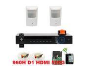 GW 4 Channel 960H D1 DVR (500GB HDD) + 2 Hidden Camera Security System 600 TVL Surveillance CCTV Kit, HDMI & VGA Video Output, PC iPhone iPad & Android Viewable