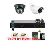 GW 4 Channel 960H DVR (500GB HDD) + 2 x 850 TVL 3.6mm Lens CCTV Security Camera System Surveillance Package CCTV Kit, PC iPhone iPad & Android Viewable