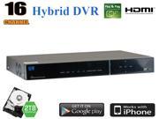 GW94216ATHD 16 Channel Hybrid HD AHD HD TVI 960H DVR 1920 * 1080P HD Resolution Surveillance Security Camera Video Recorder 2TB HDD Pre installed