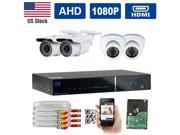 GW Security New AHD 4 Channel 1080P DVR Video Surveillance Camera System 4 1080P 2.1 Megapixel Outdoor Indoor Weatherproof IR Night Vision Bullet and Dome Secur
