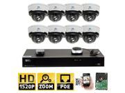 GW 8 Channel H.265 NVR 4 Megapixel 2592 x 1520 4X Optical Zoom Network Video Security System 8 pcs 4MP 1520p 2.8 12mm Motorized Zoom POE Weatherproof Bullet