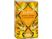 Lemon Ginger Manuka Honey Tea 20 Sachets by Pukka Herbs