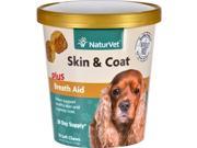 NaturVet Skin and Coat Plus Breath Aid Dogs Cup 70 Soft Chews Pet Supplements