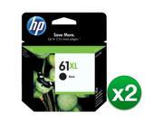 Hewlett Packard CH563WN 140 2 Pack HP 61XL Ink Cartridge Black Black Inkjet 480 Page 1 Pack