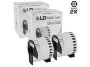 LD © Compatible Brother DK 2205 2 Rolls of White Label Tape 2.4 in x 100 ft