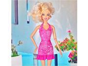 Barbie Doll Fuschia Star Pattern Sexy Evening Dress