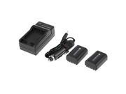 NP-FH50 1050mAh Digital Camera Battery with Charger for Sony NP-FH40 NP-FH60 NP-FP70 NP-FH30 2pcs
