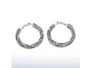 Fashion (round) Silver Alloy Hoop Earrings(silver)(1pair) , Silver